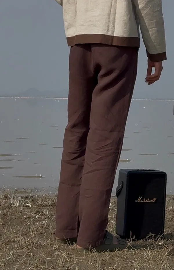 Brown_Pure_Linen_Relaxed_Fit_Pants_For_Men