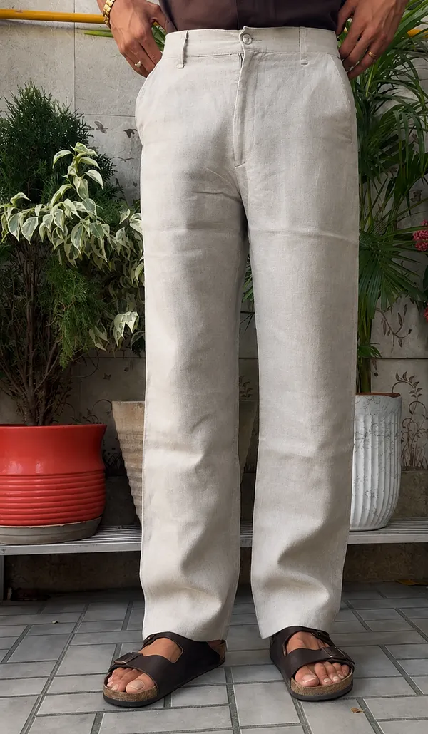 Khaki_Pure_Linen_Pants_For_Men