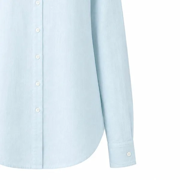Light_Blue_Pure_Linen_Oversized_Full_Sleeve_Shirt_For_Women