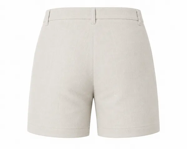 Khaki_Pure_Linen_Fitted_Shorts_For_Women