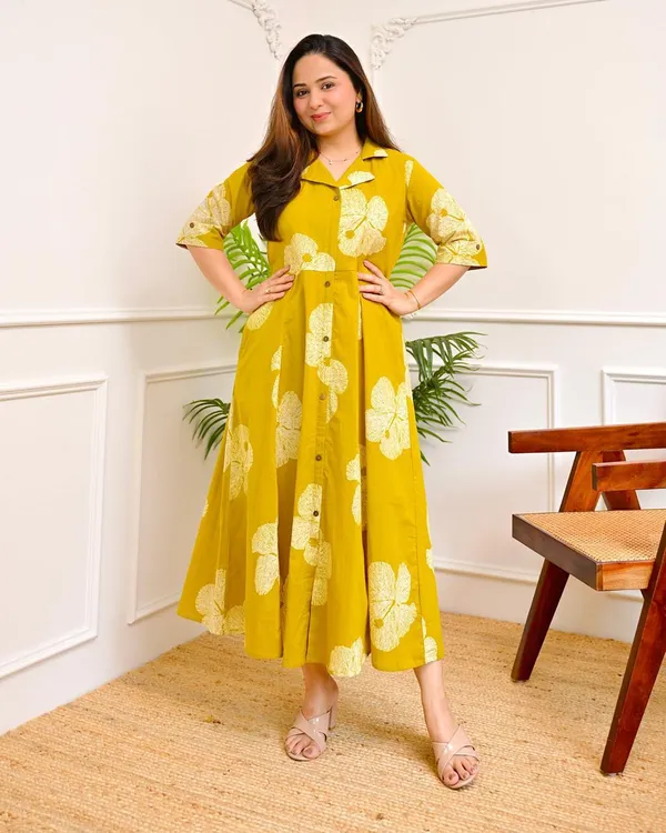 Yellow_Floral_Print_Shirt_Dress_for_Women