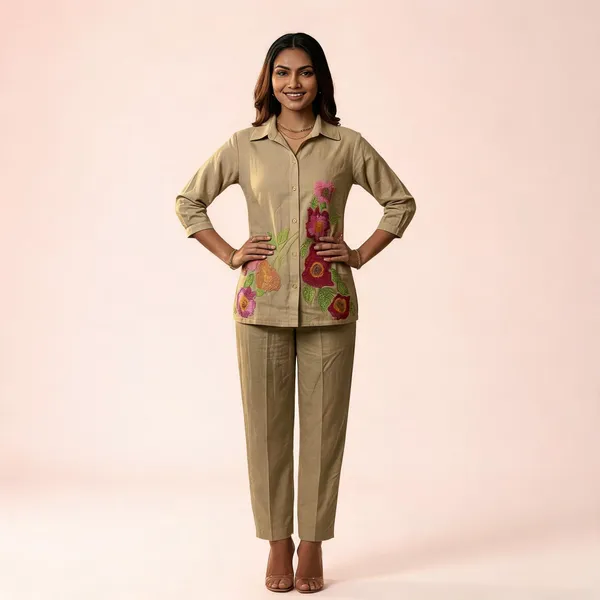 Beige_Cotton_Floral_Embroidered_Relaxed_Fit_Co-Ord_Set_For_Women