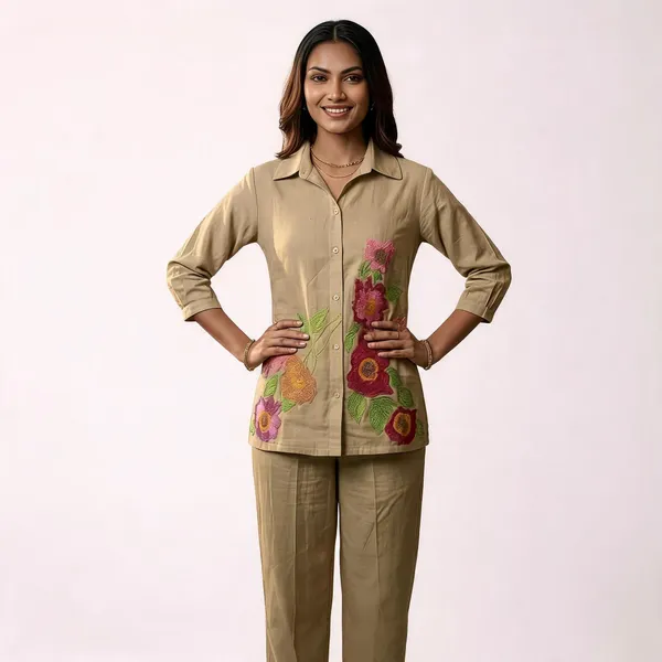 Beige_Cotton_Floral_Embroidered_Relaxed_Fit_Co-Ord_Set_For_Women