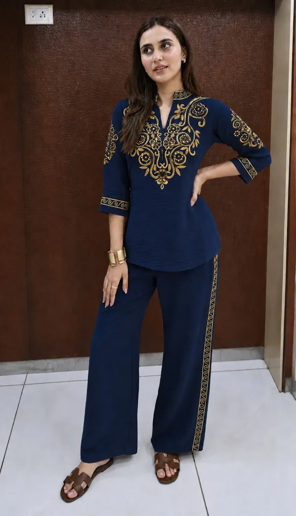 Navy_Blue_Embroidered_Kurta_Pant_Set_for_Women