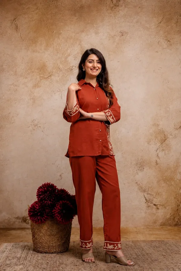 Rust_Embroidered_Kurta_Pant_Set_for_Women
