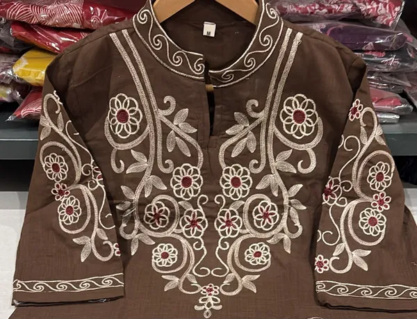 Brown_Embroidered_Straight_Kurta_Set_for_Women