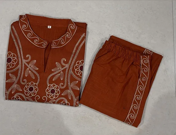 Rust_Embroidered_Kurta_Pant_Set_for_Women