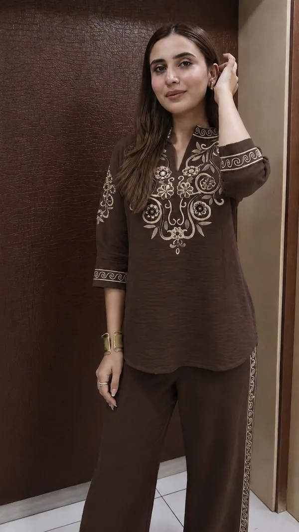 Brown_Embroidered_Straight_Kurta_Set_for_Women