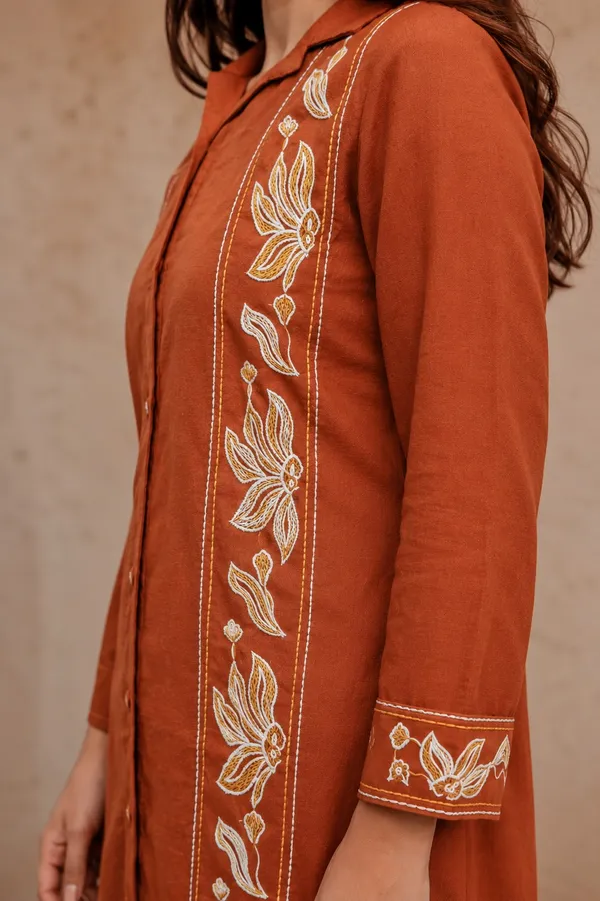 Rust_Embroidered_Kurta_Pant_Set_for_Women