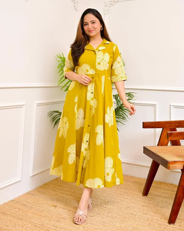 Yellow_Floral_Print_Shirt_Dress_for_Women