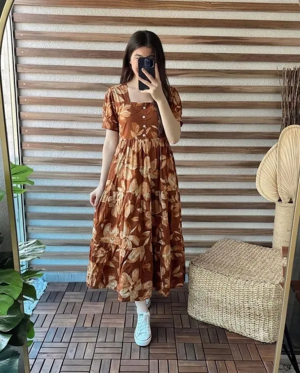 Brown_Floral_Print_Fit_And_Flare_Dress_for_Women