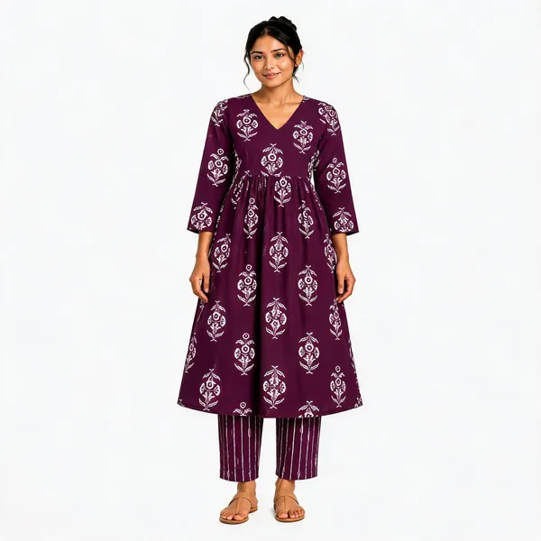 Purple_Cotton_Printed_Anarkali_Kurta_Set_For_Women