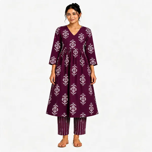 Purple_Cotton_Printed_Anarkali_Kurta_Set_For_Women