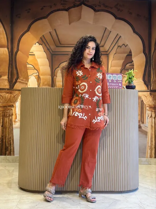 Rust_Embroidered_Straight_Kurta_Set_for_Women