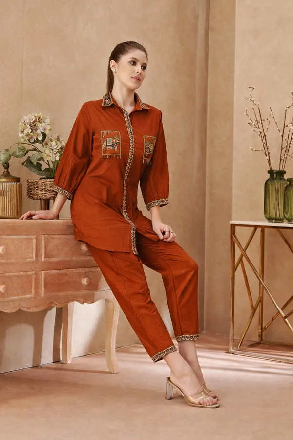 Rust_Straight_Fit_Embroidered_Kurta_Set_for_Women