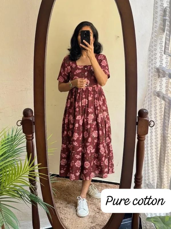 Maroon_Cotton_Floral_Print_Fit_And_Flare_Dress_for_Women