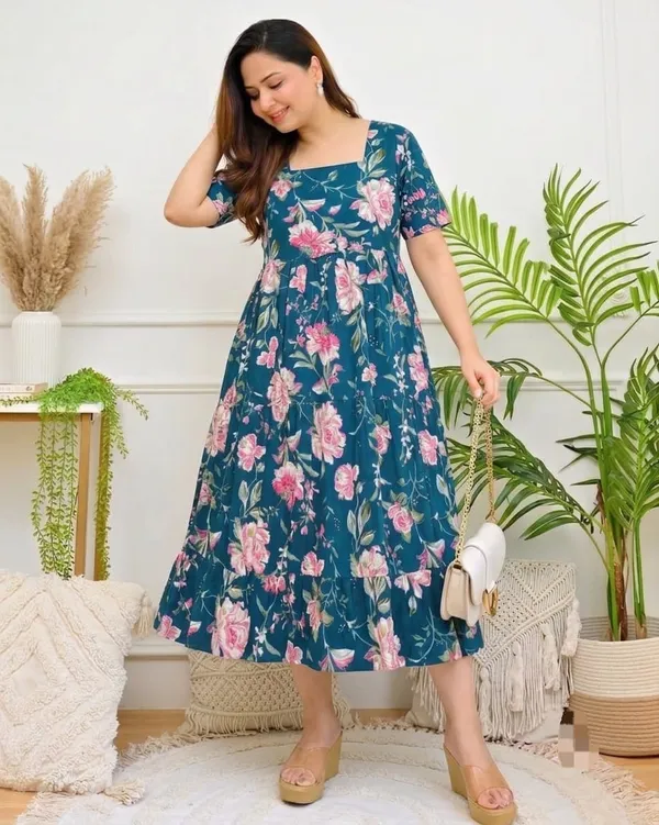 Teal_Floral_Fit_And_Flare_Dress_for_Women