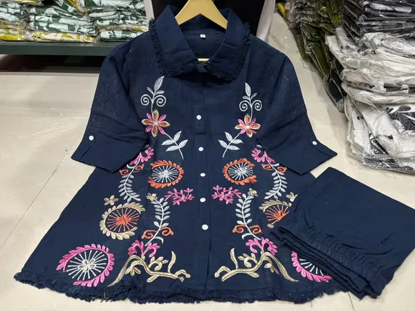 Navy_Embroidered_Flared_Kurta_Set_for_Women