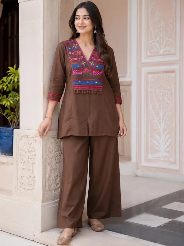 Brown_Embroidered_Kurta_Palazzo_Set_for_Women