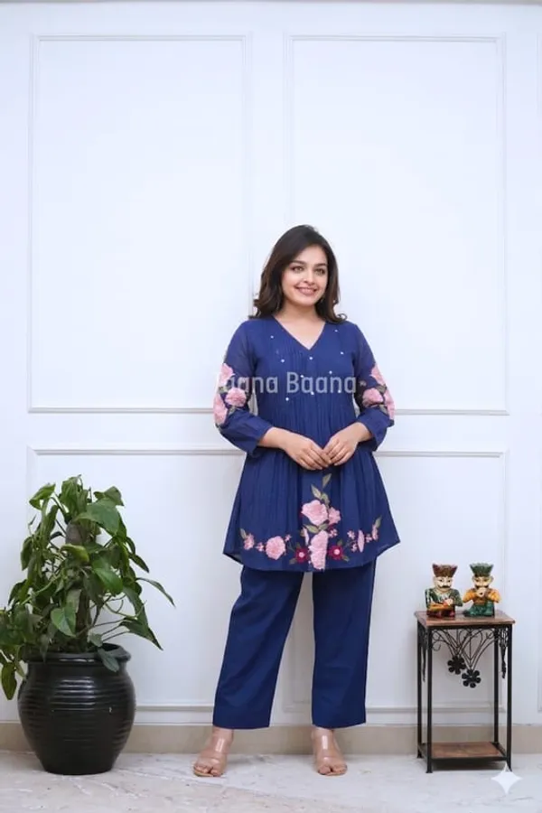 Navy_Blue_Floral_Anarkali_Kurta_Pant_Set_For_Women