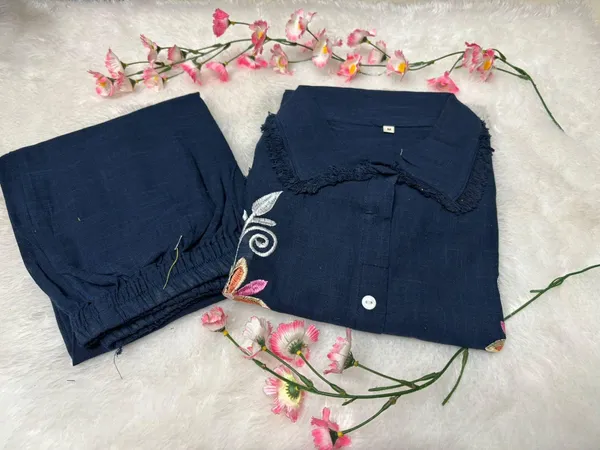 Navy_Embroidered_Flared_Kurta_Set_for_Women