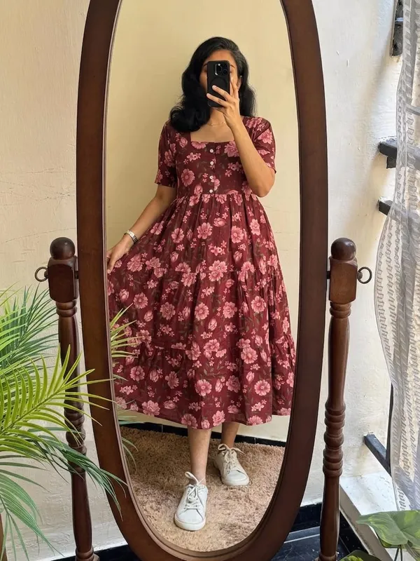 Maroon_Cotton_Floral_Print_Fit_And_Flare_Dress_for_Women