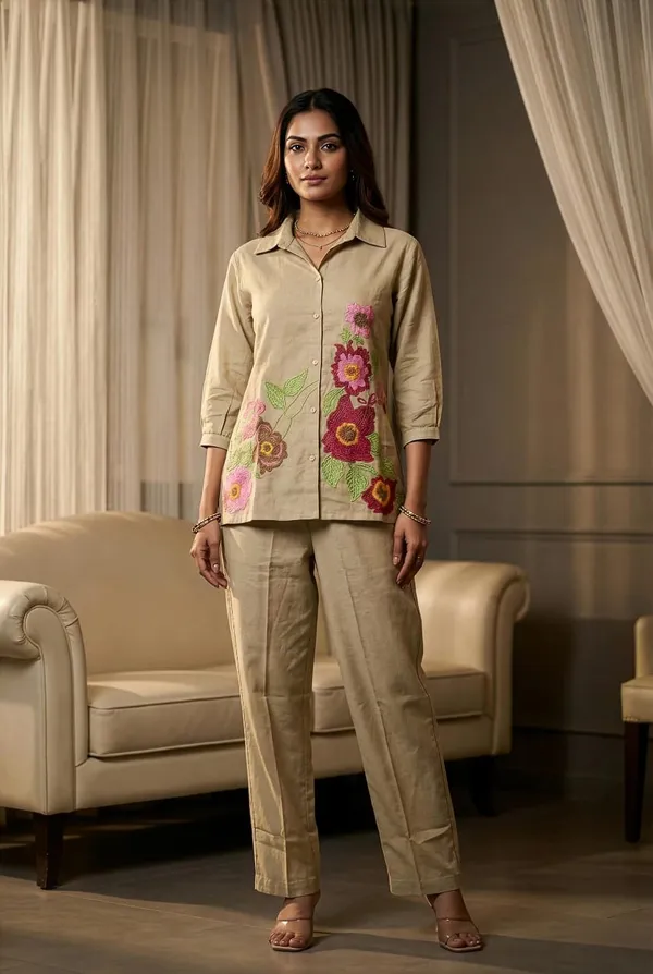 Beige_Floral_Embroidered_Relaxed_Fit_Co_Ord_Set_For_Women