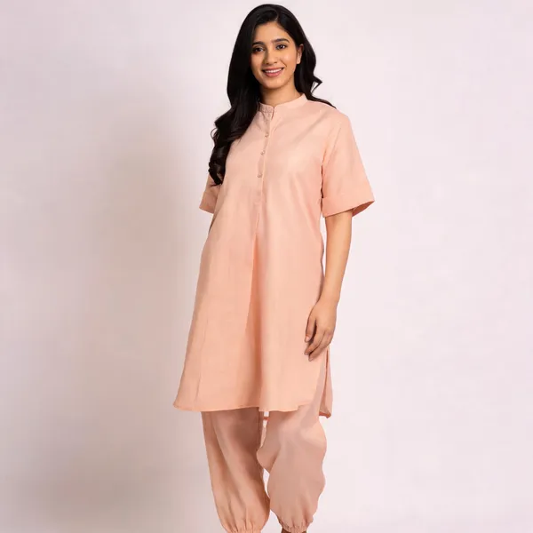 Pink_Cotton_Mandarin_Collar_Kurta_For_Women