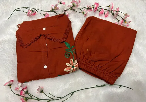 Rust_Embroidered_Straight_Kurta_Set_for_Women