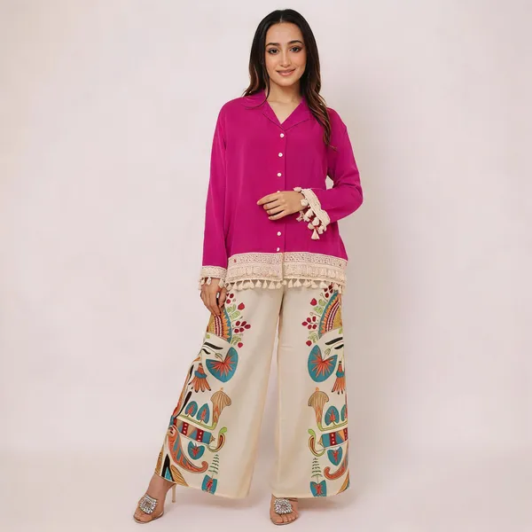 Magenta_Cotton_Lace_Trim_Kurta_Palazzo_Set_For_Women