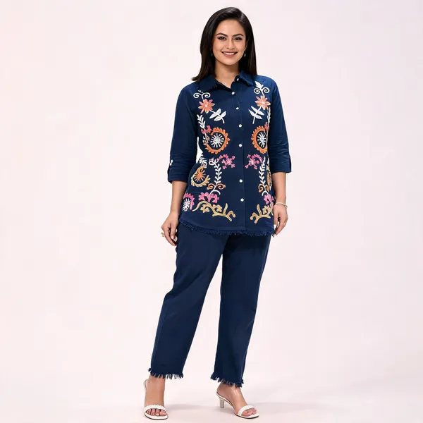 Navy_Blue_Cotton_Flared_Embroidered_Kurta_Set_For_Women