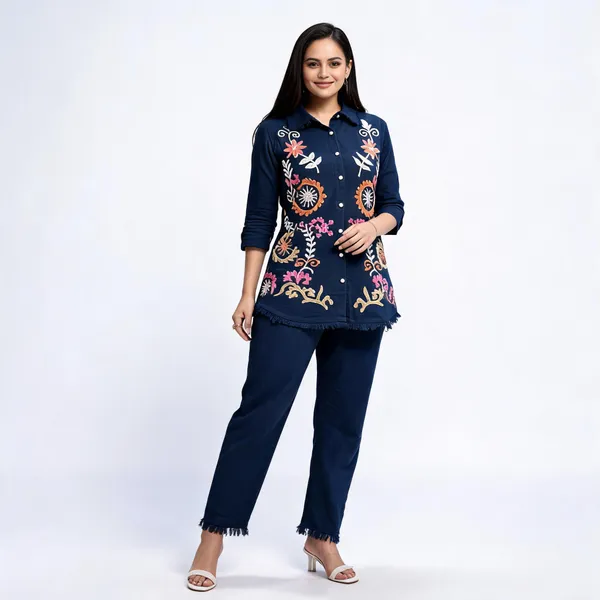 Navy_Blue_Cotton_Flared_Embroidered_Kurta_Set_For_Women