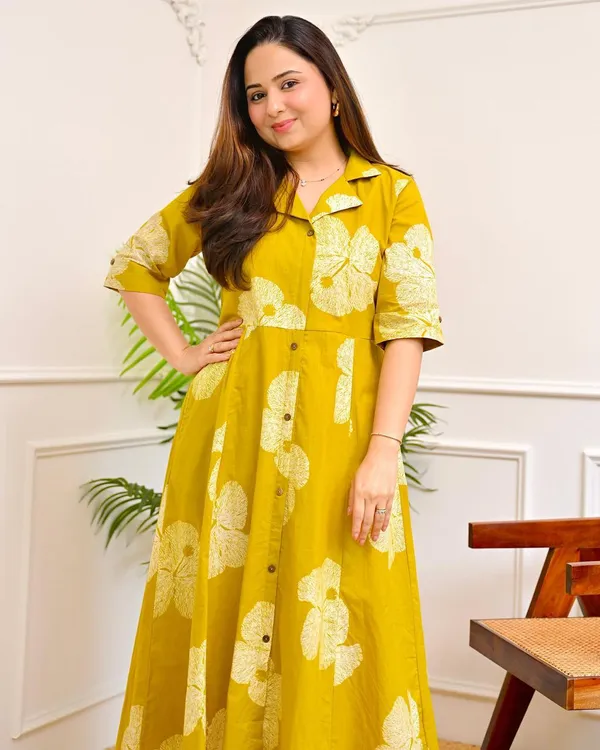 Yellow_Floral_Print_Shirt_Dress_for_Women