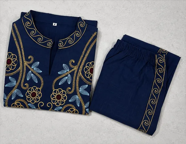 Navy_Blue_Embroidered_Kurta_Pant_Set_for_Women