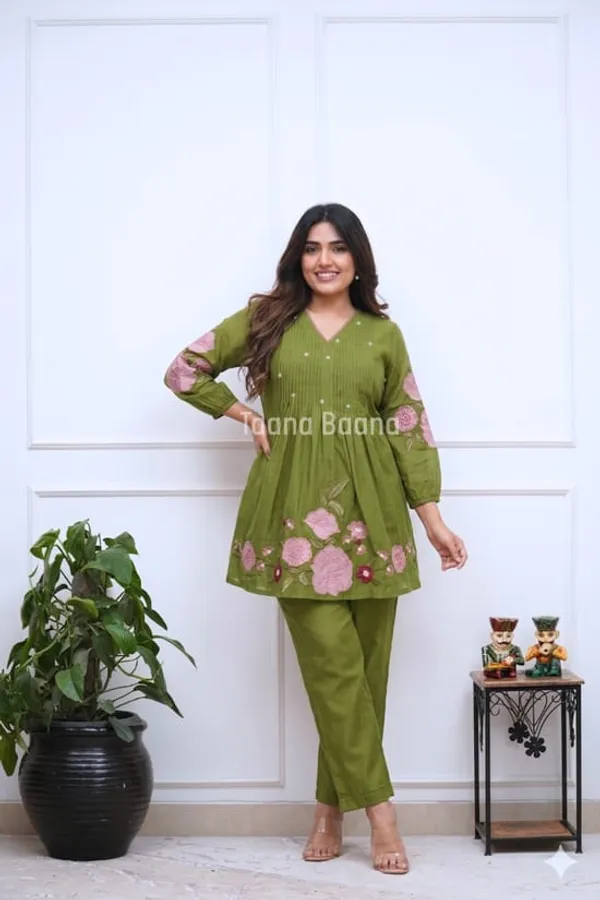 Olive_Green_Floral_Printed_Kurta_Set_for_Women