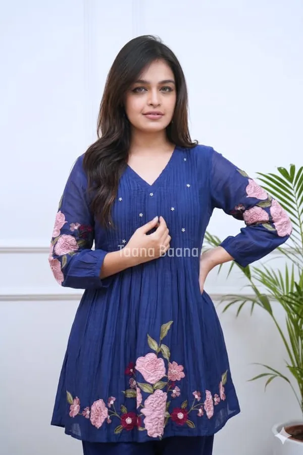 Navy_Blue_Floral_Anarkali_Kurta_Pant_Set_For_Women