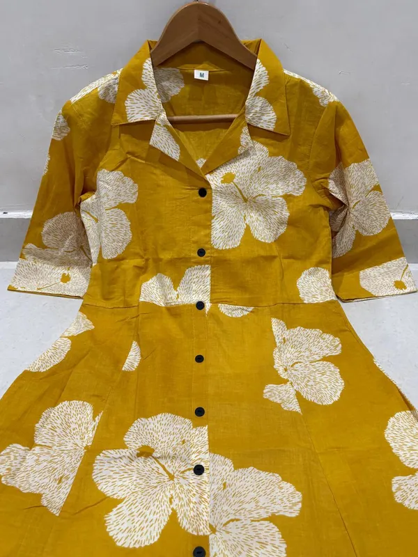 Yellow_Floral_Print_Shirt_Dress_for_Women
