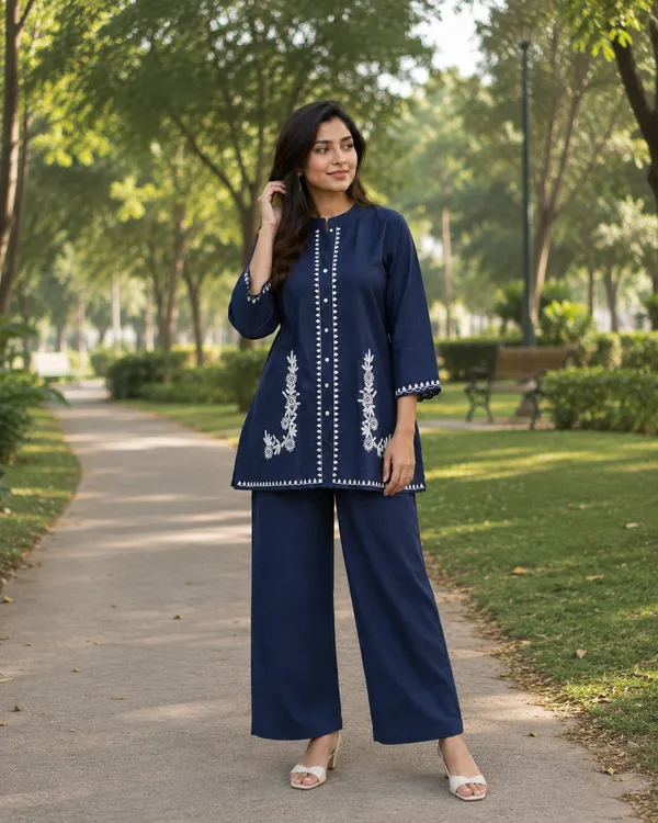 Navy_Embroidered_Kurta_Pant_Set_for_Women