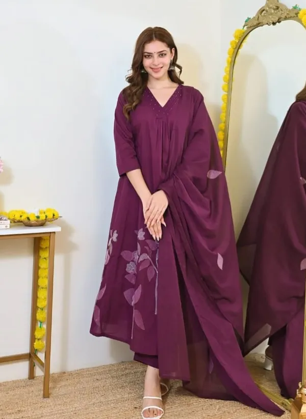 Purple_Floral_Anarkali_Kurta_Set_For_Women