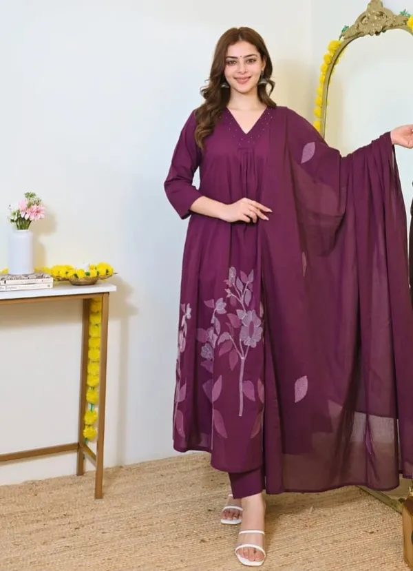 Purple_Floral_Anarkali_Kurta_Set_For_Women