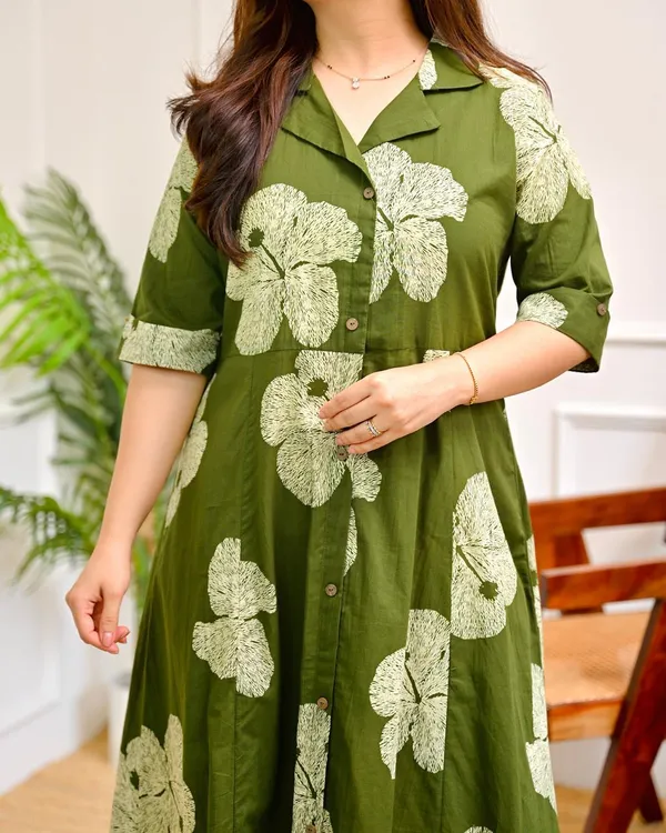 Green_Floral_Print_Collared_Dress_for_Women
