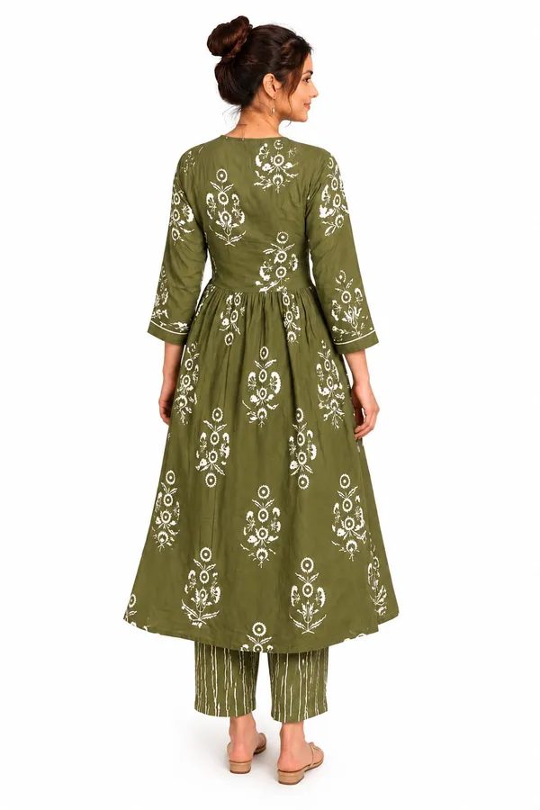 Olive_Printed_Flared_Kurta_Suit_Set_for_Women