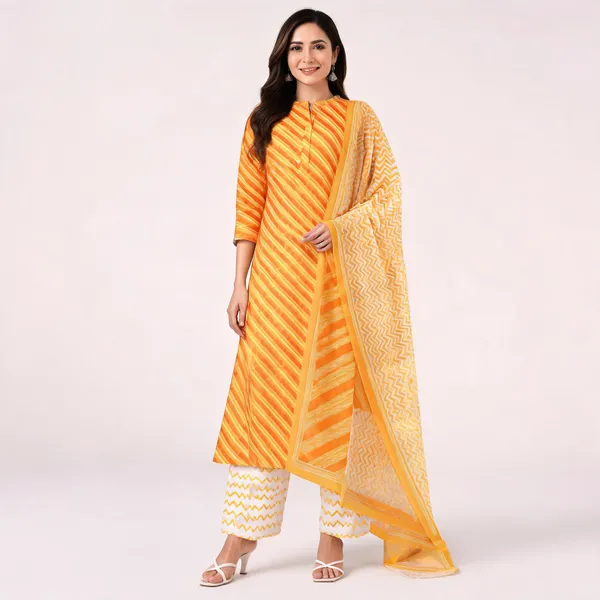 Yellow_Cotton_Printed_Straight_Kurta_Set_For_Women