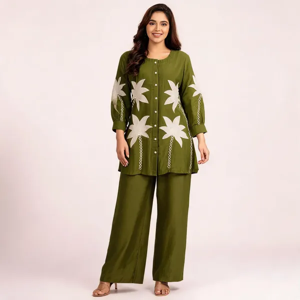 Olive_Cotton_Embroidered_Straight_Kurta_Set_For_Women