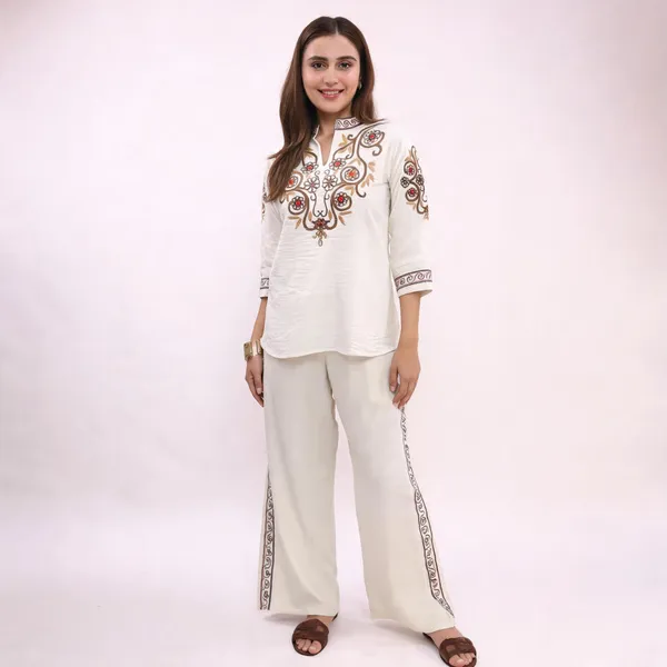 White_Cotton_Straight_Embroidered_Kurta_For_Women