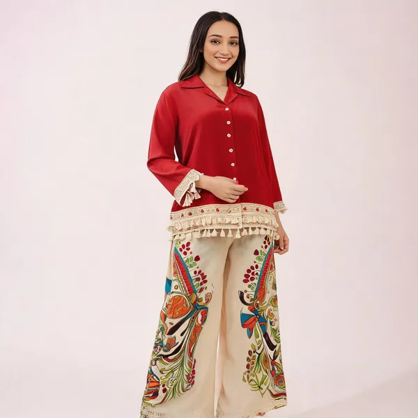 Red_Cotton_Printed_Straight_Kurta_Pant_Set_For_Women