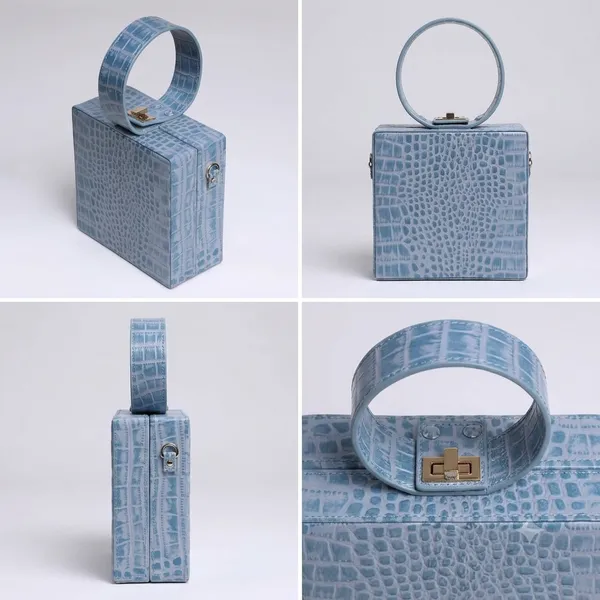 Blue_Croc-Embossed_Leather_Box_Handbag_For_Women