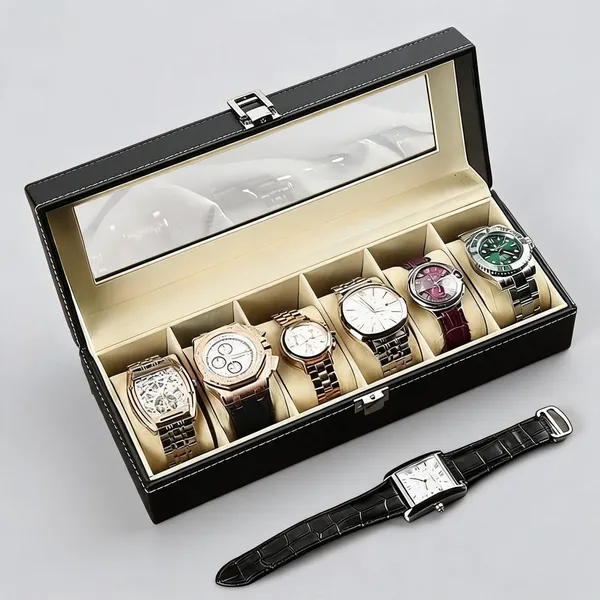 Black_Watch_Organizer_Box_With_Glass_Lid