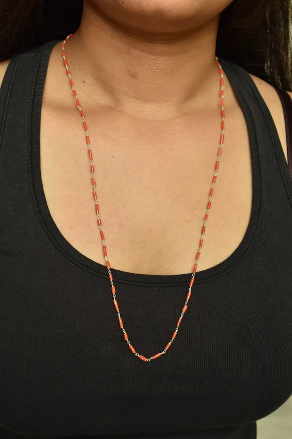 Orangy_Red_925_Sterling_Silver_Natural_Coral_Chain_Necklace