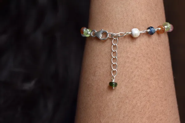 Multicolor_Gemstone_925_Sterling_Silver_Adjustable_Chain_Bracelet_Unisex